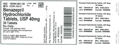 Container Label (Label Benazepril HCl Tabs 40mg Bpi(10544 561 30) Ranbaxy(63304 340 01) Rev3)